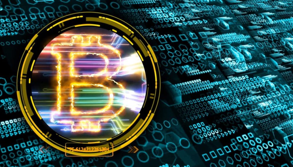 bitcoin and computer code representing cost of cyber attacks