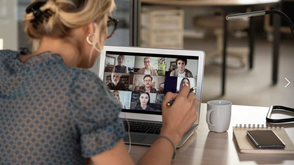remote worker on zoom call representing remote workplace security
