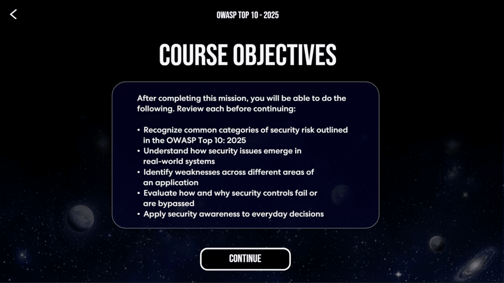OWASP Top 10 developer training course objectives